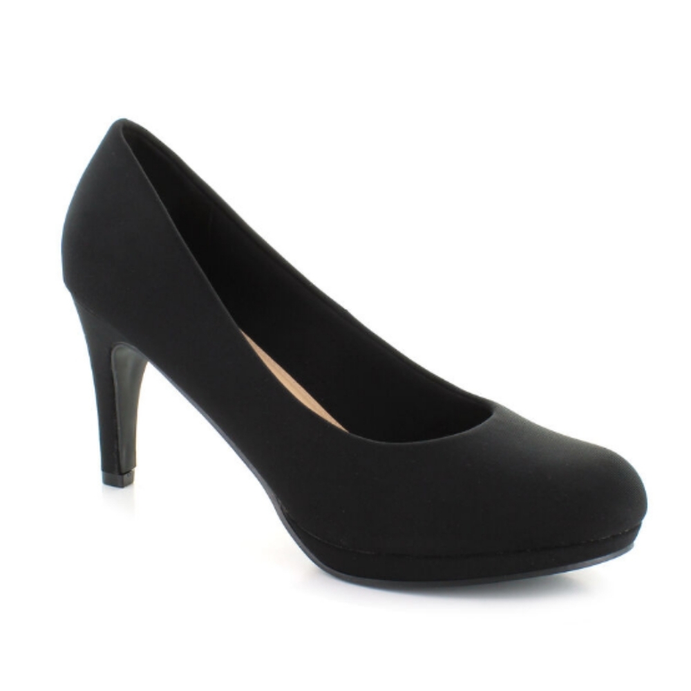 Chelsea Moreland Black Fabric Round Toe Pump High Heels Size 9 Medium Width